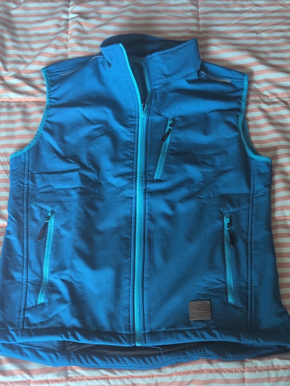 Men's Blue Zip-Up Softshell Vest with Contrast Zippers